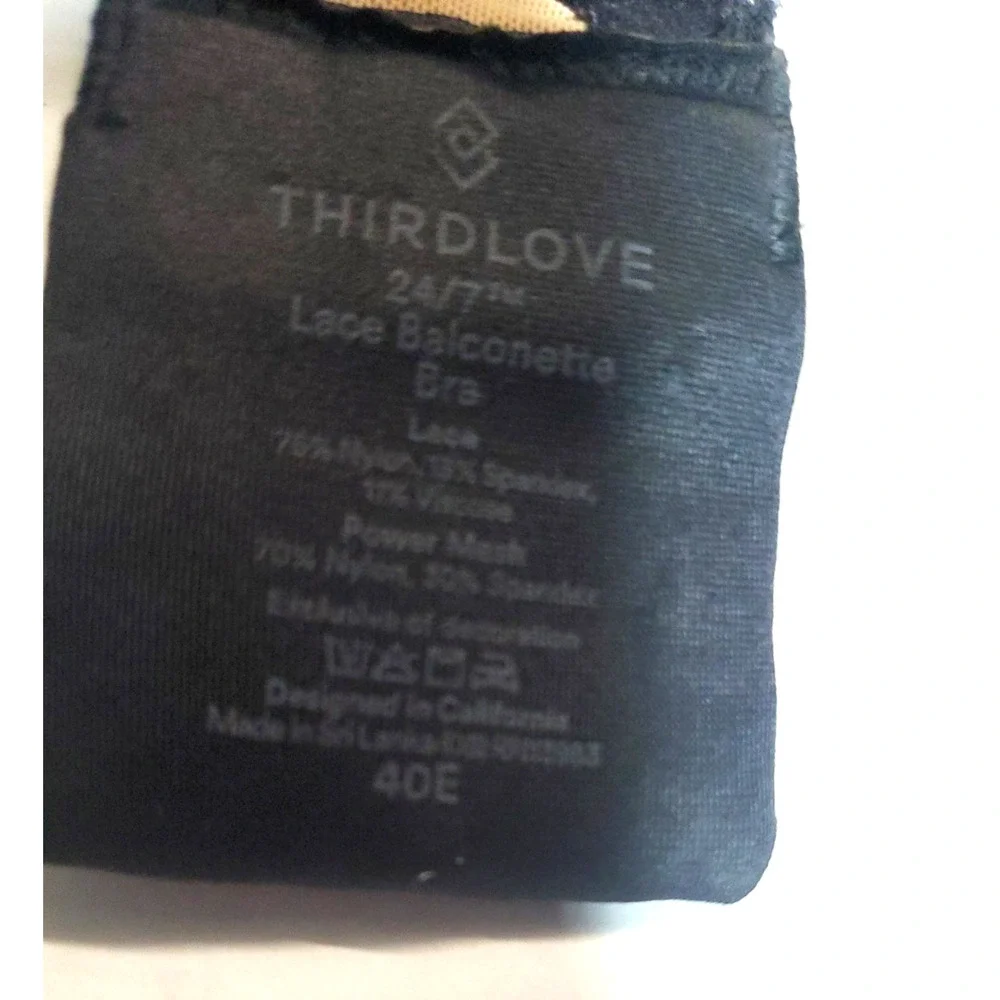 Thirdlove Bra Womens 40E Black 24/7 Lace Balconette Underwire Padded‎